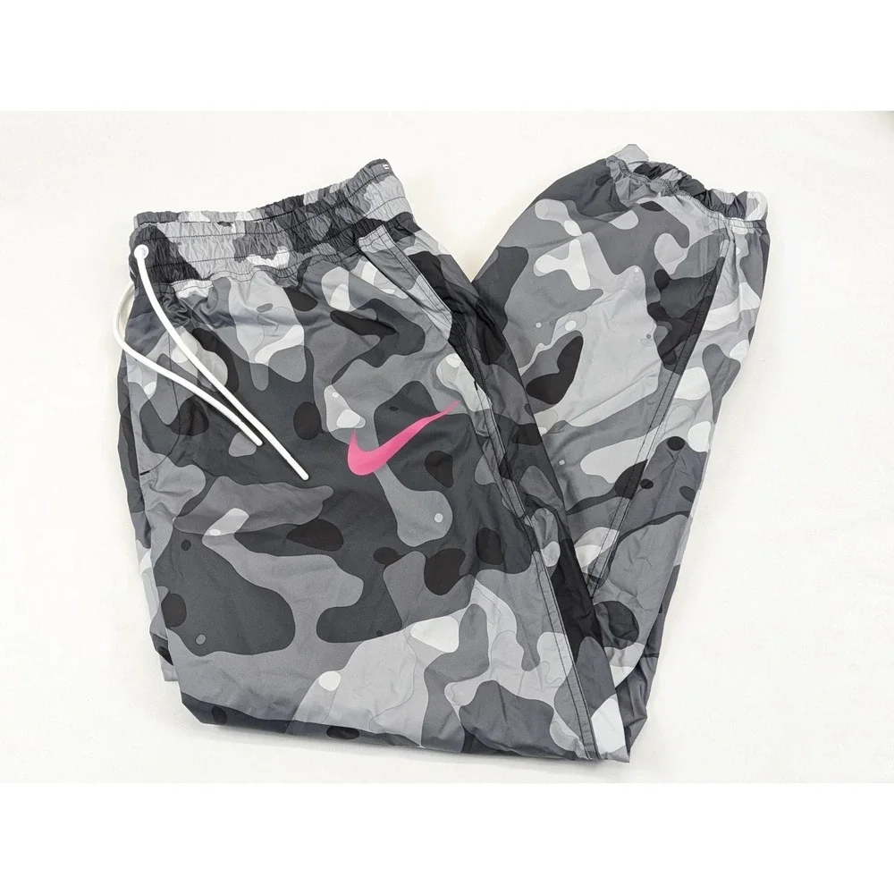 Nike Windbreaker Camouflage Joggers Pants Womans XL Pink Check 34x26 Plus